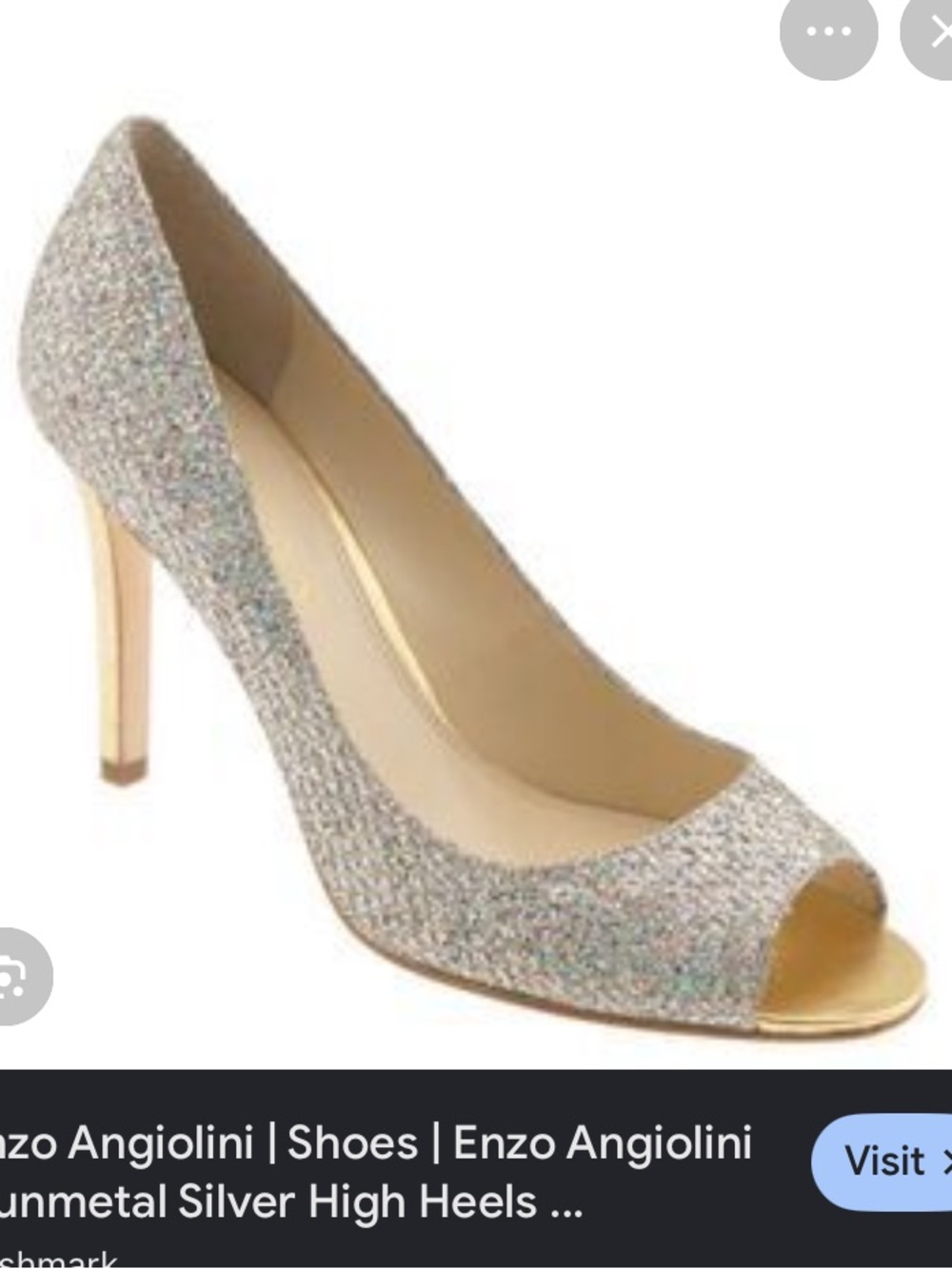 😍Enzo Angiolini Gold and Silver Sparkle  Peeptoe Heels 👠- 8.5